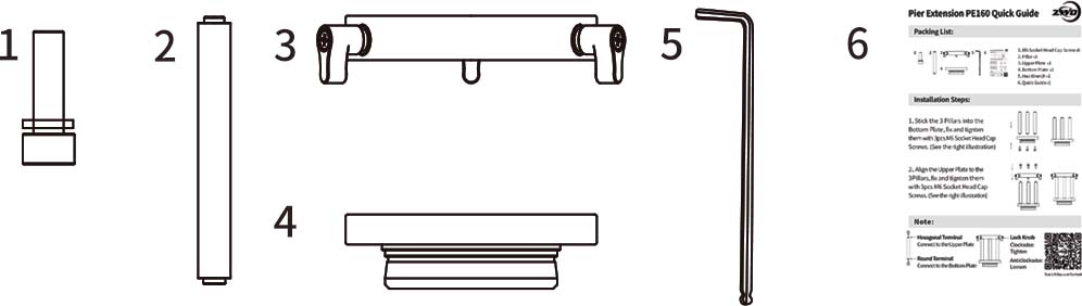 ZWO PE160 160mm Pier Extension for AM5 Mount - what's in the box